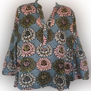 Ann Taylor Loft Floral Bell Sleeve Blouse
